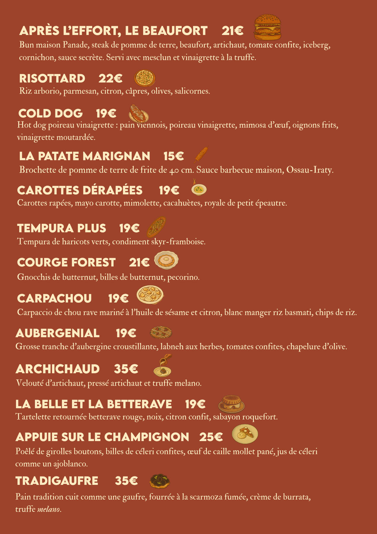 CARTE DES PLATS