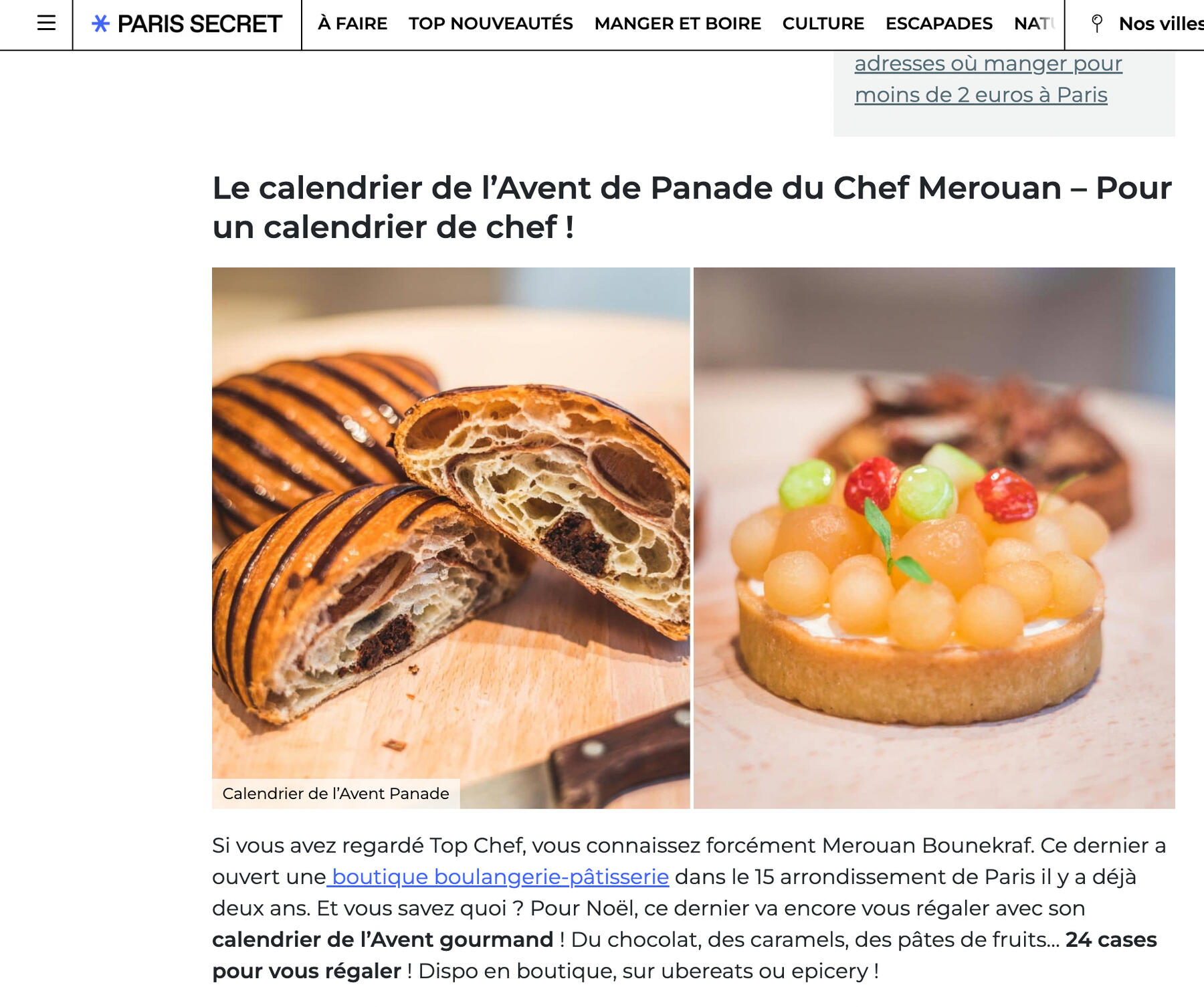 Article à propos de Panade Paris sur le site Sortir à Paris