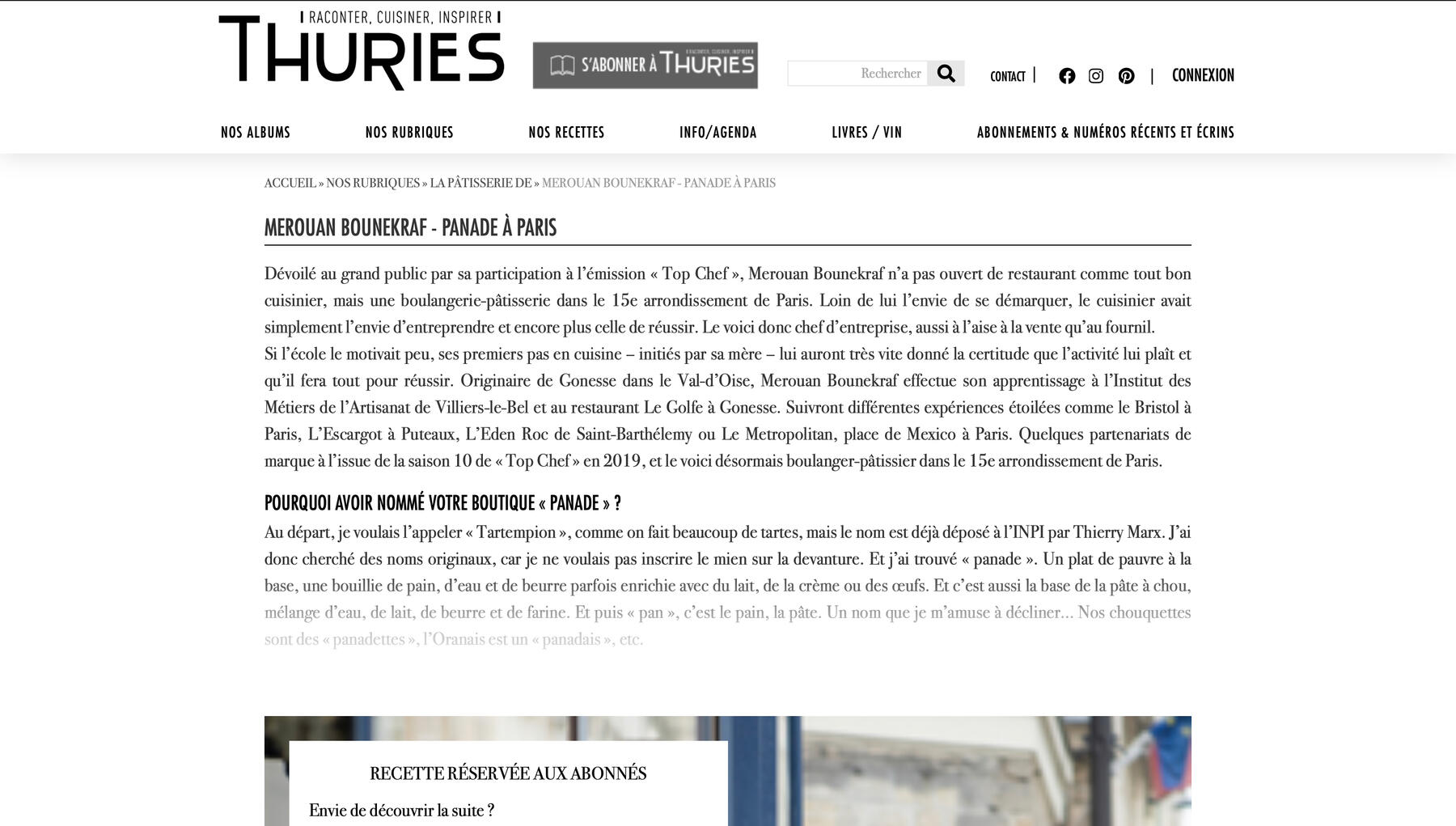 Article à propos de Panade Paris sur le site L'officiel